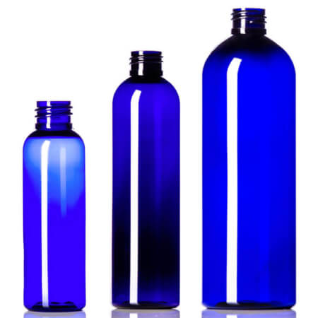Cobalt Blue PET Cosmo Round Bottles